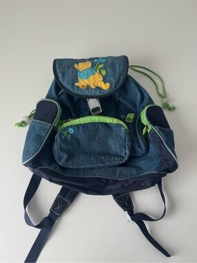 Vintage Winnie the Pooh Embroidered Denim Backpack